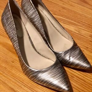 Alfani Step n Flex 3” silver heels